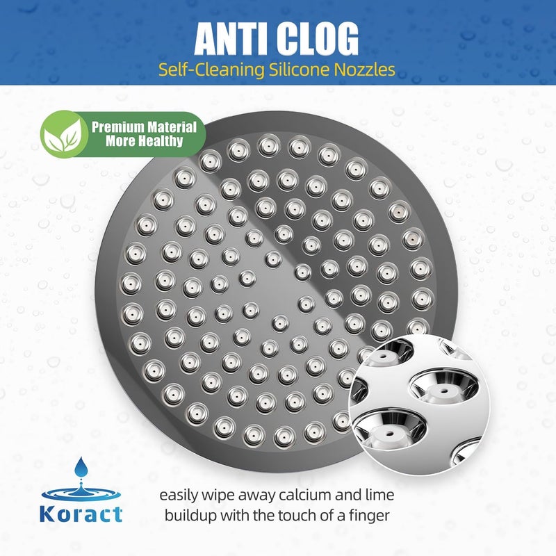 Koract Shower Head High Pressure Rain Premium Quality Luxury Design Anti-Clogging Silicone Nozzles Adjustable Replacement for Bathroom Shower Heads (6 inch Round) (Luxury Polished Chrome 6" Round) - Image 3